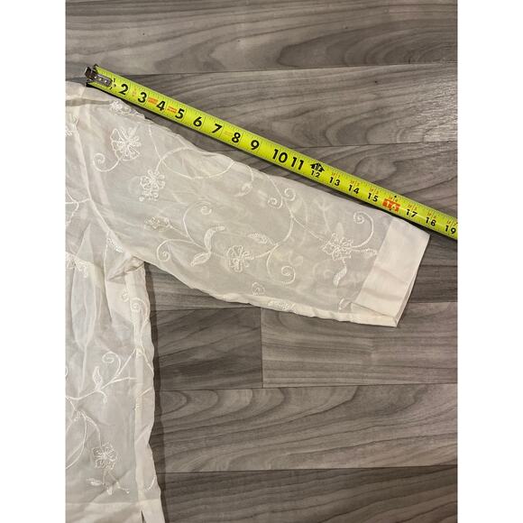 NWT Pursuits Sheer Floral Embroidered Woman’s Blouse Size XL - Picture 6 of 7